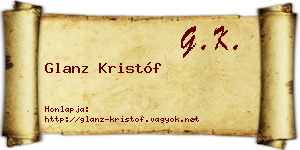Glanz Kristóf névjegykártya